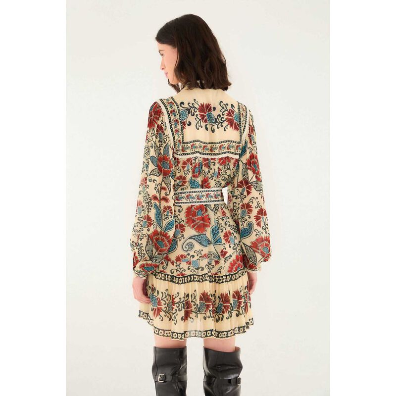 FARM Rio Francesca Sand Long Sleeve Mini Dress image number 1